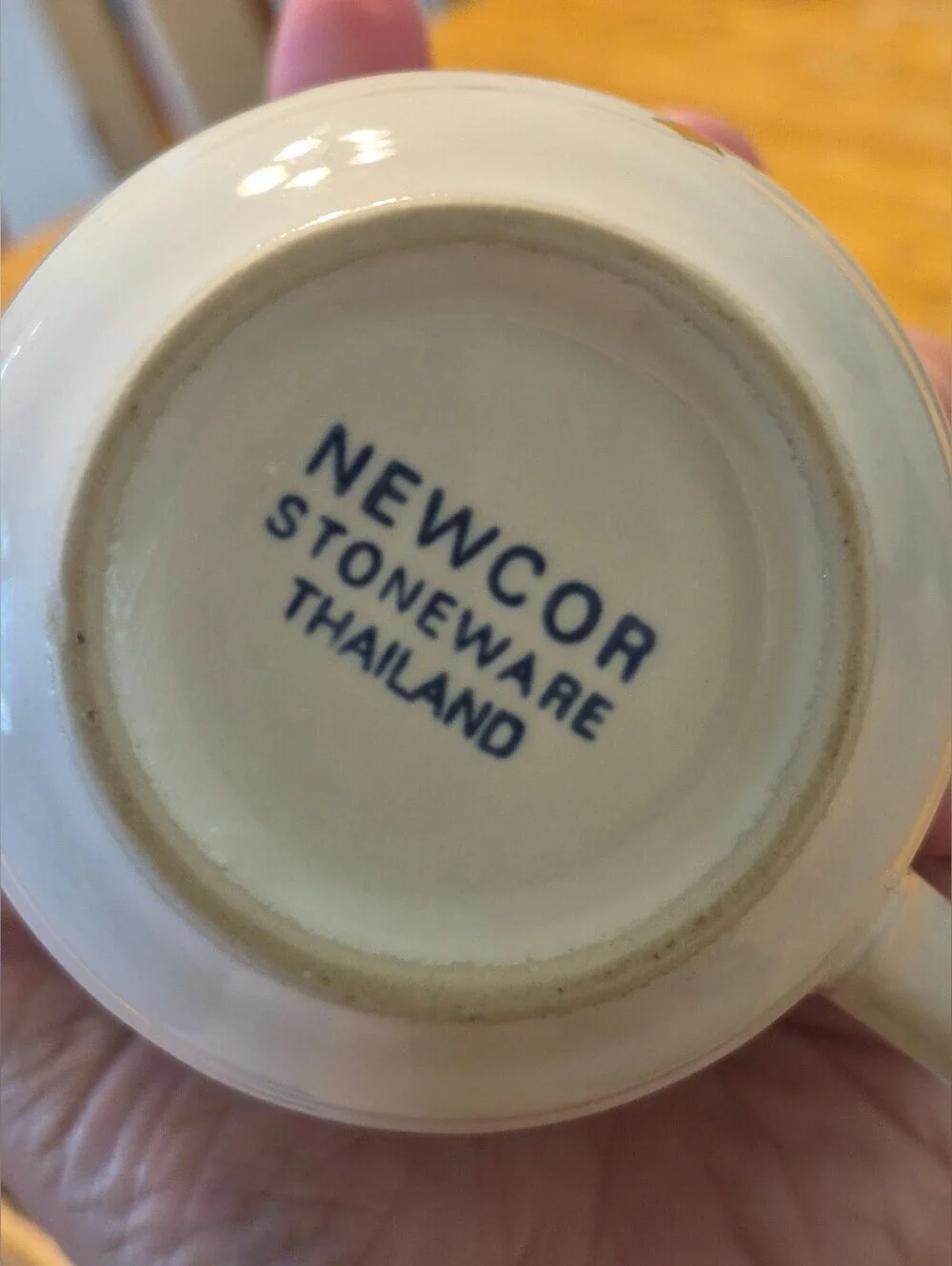 Vintage Newcor Stoneware Countryside Coffee Mug White Blue Goose Bow Tea Cup
